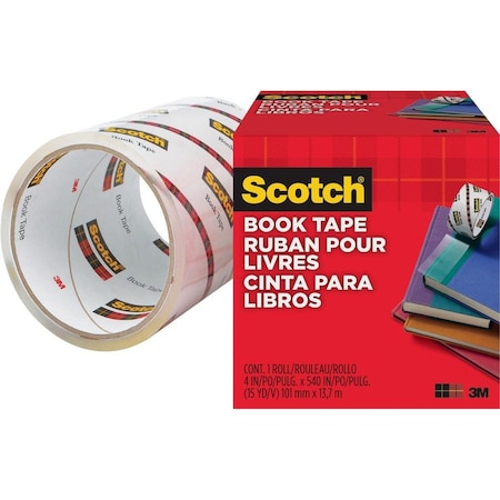 Scotch Book Tape, 3" Core Size, 4" x 15 Yards, Clear 8454